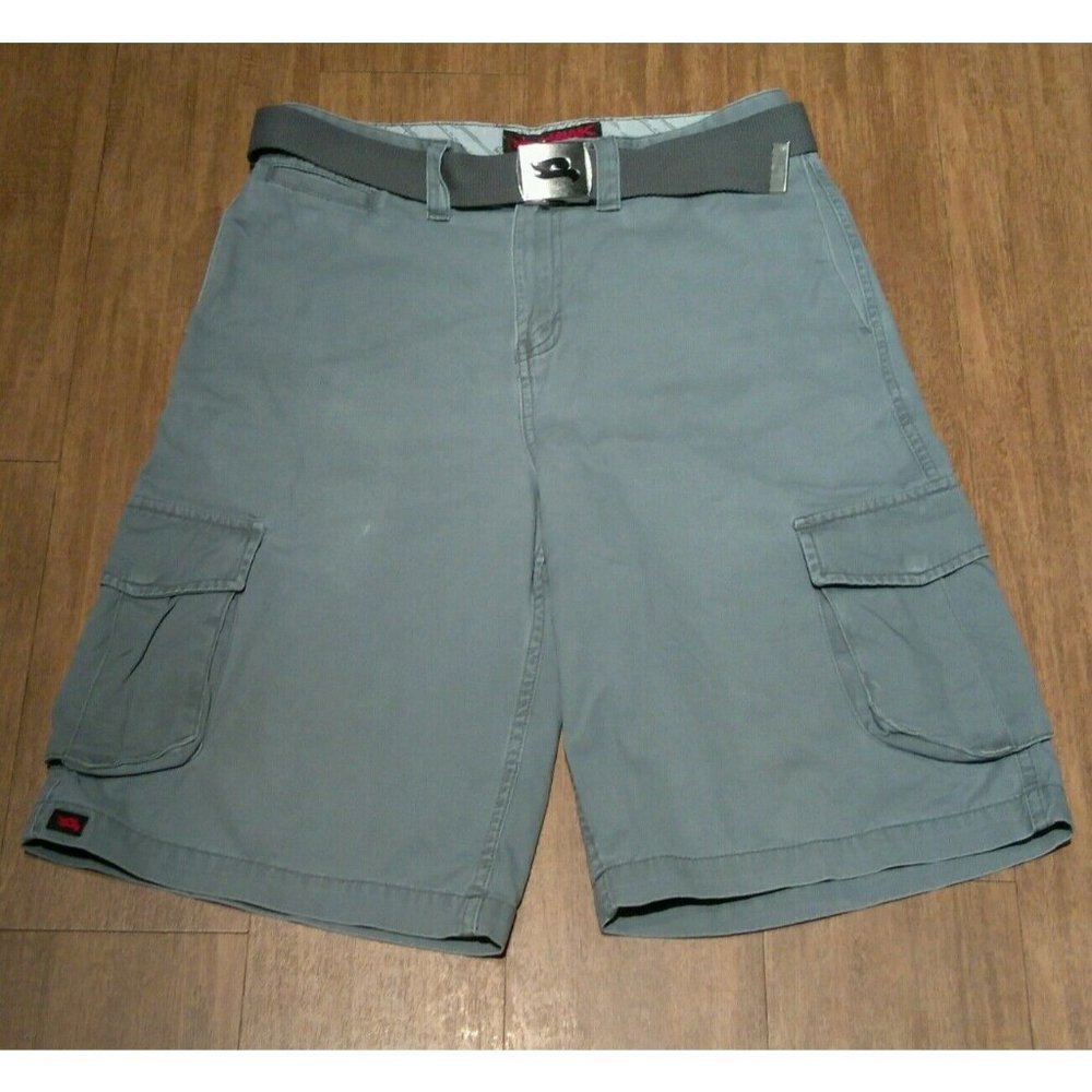 Hawk Mens Cargo Shorts Gray with‎ Cotton Belt size 30